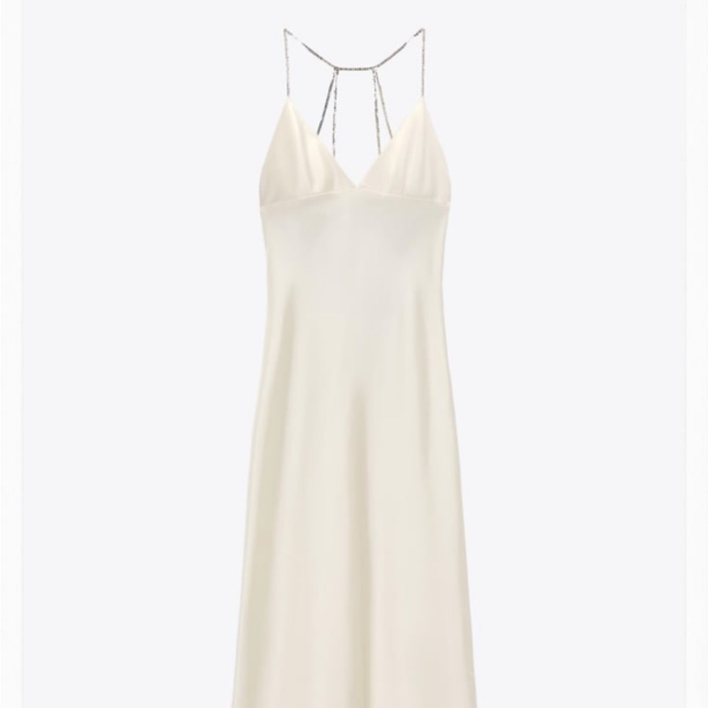 Jewel Satin Effect Dress - Zara - L